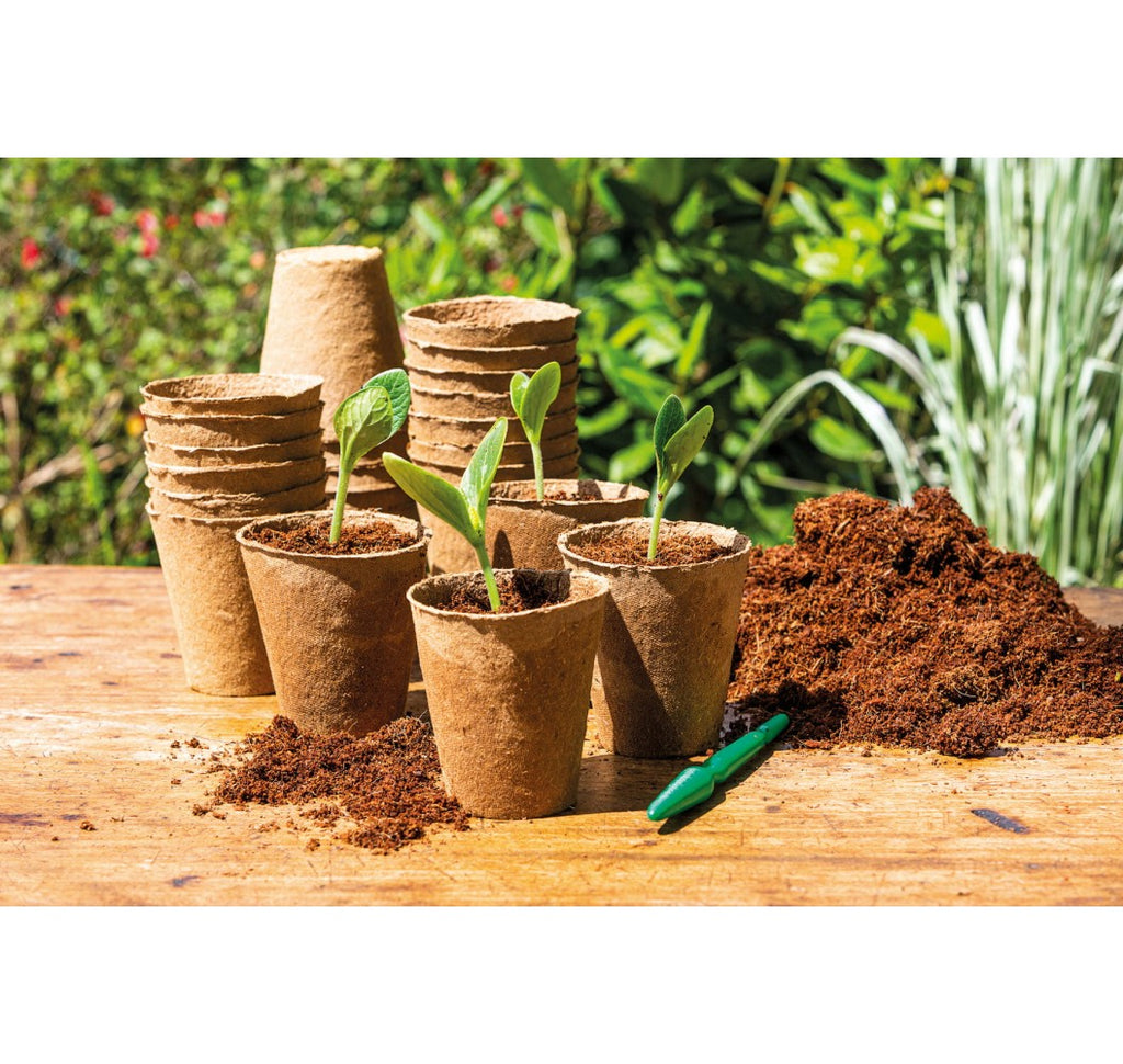 Set of 18 biodegradable pots, 8cm round