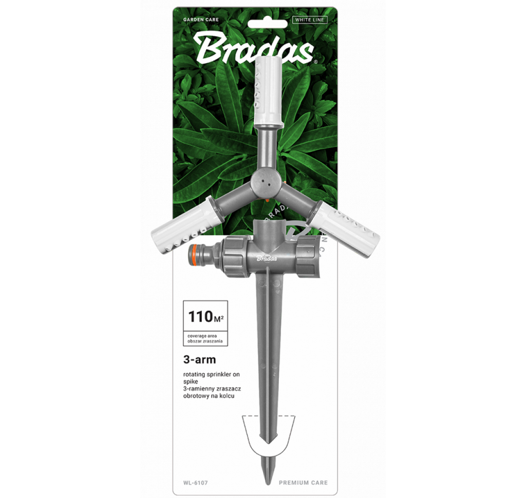 WHITE LINE 3-arm rotating sprinkler on spike - blister